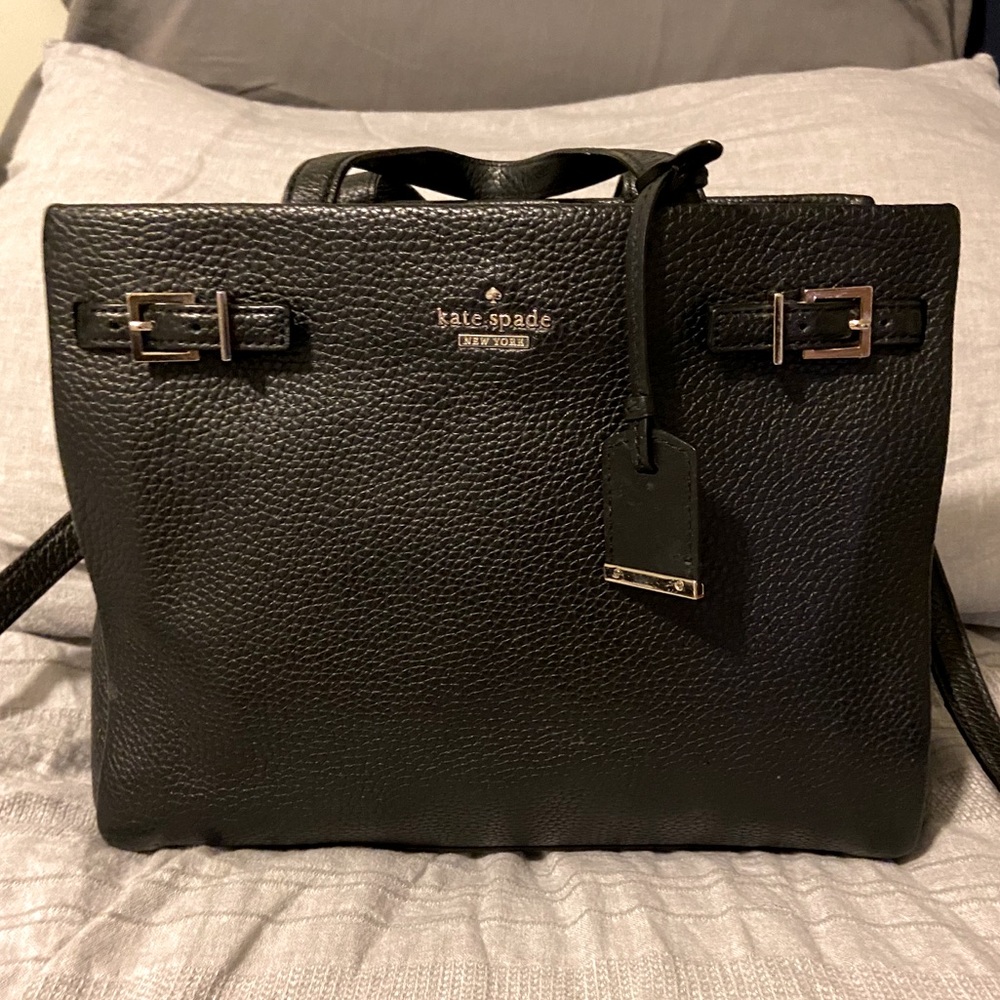 Black Leather Kate Spade Handbag w/ Shoulder Strap